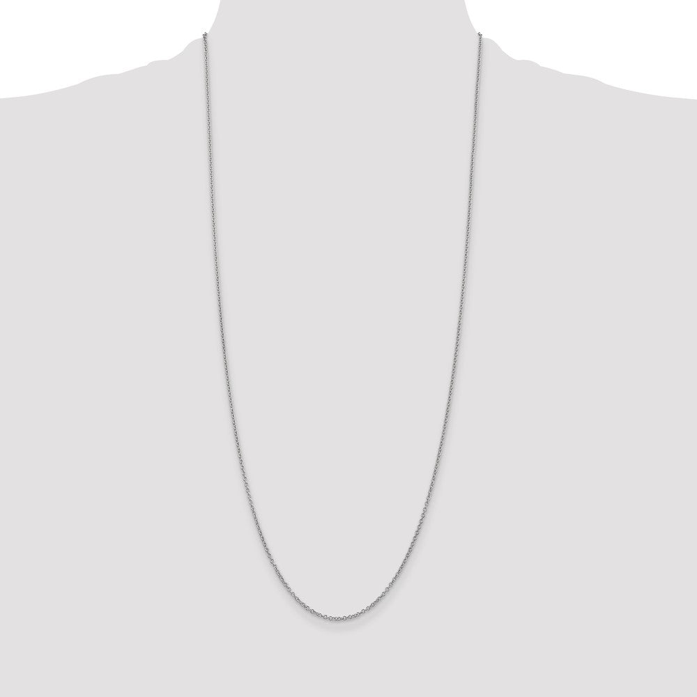 14K White Gold 30 inch 1.4mm Round Open Wide Link Cable with Lobster Clasp Chain