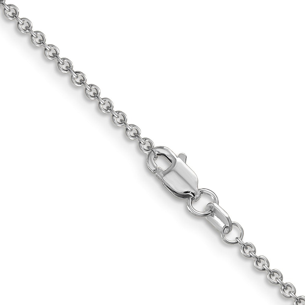 14K White Gold 30 inch 1.6mm Round Open Link Cable with Lobster Clasp Chain