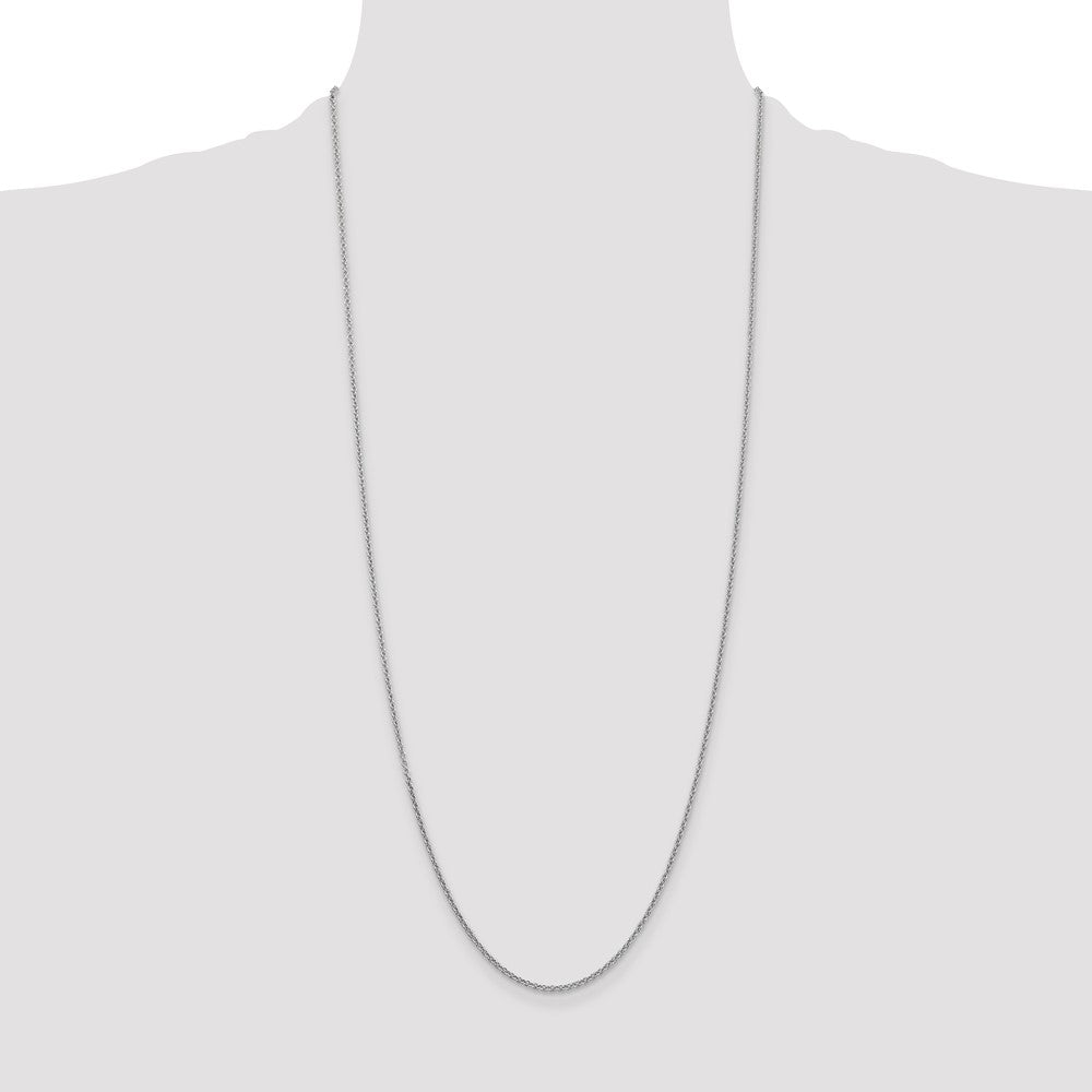 14K White Gold 30 inch 1.6mm Round Open Link Cable with Lobster Clasp Chain