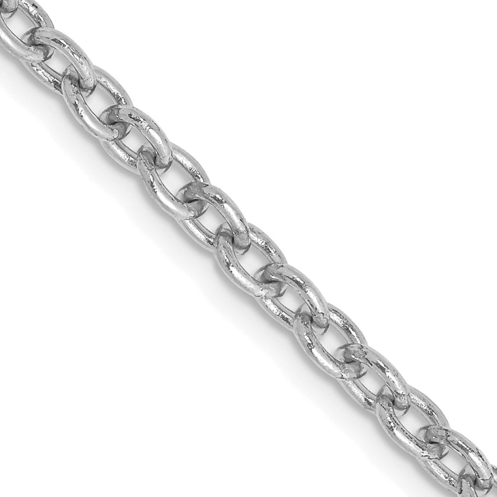 14K White Gold 22 inch 3.2mm Round Open Link Cable with Lobster Clasp Chain