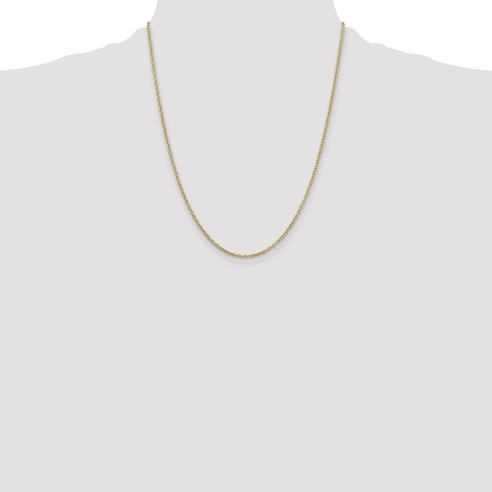 14K 22 inch 2mm Round Open Link Cable with Lobster Clasp Chain