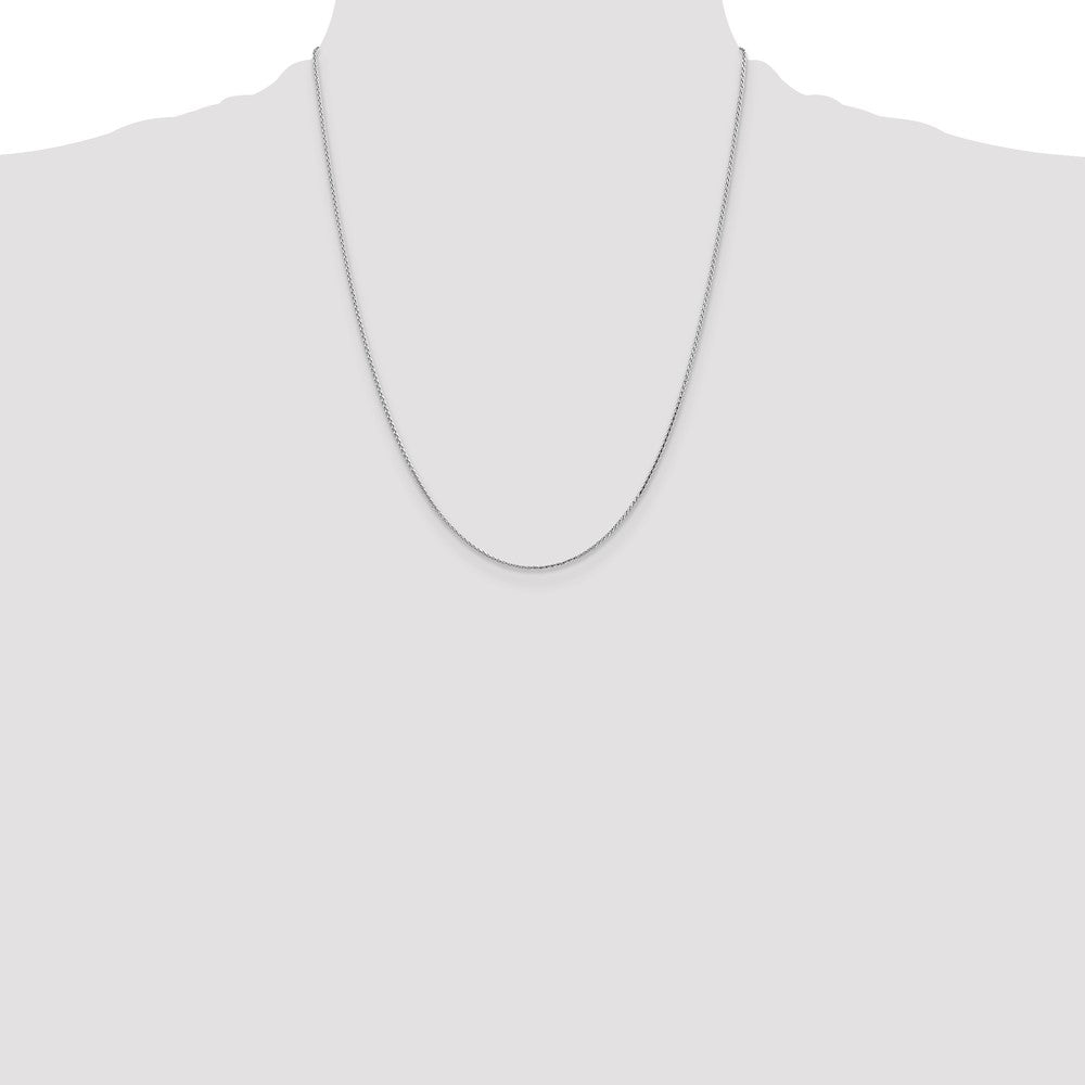 14K White Gold 22 inch 1mm Diamond-cut Parisian Wheat with Lobster Clasp Chain