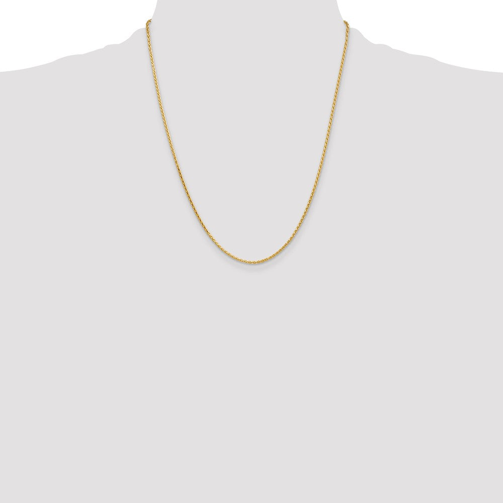 14K 22 inch 1.9mm Diamond-cut Parisian Wheat with Lobster Clasp Chain