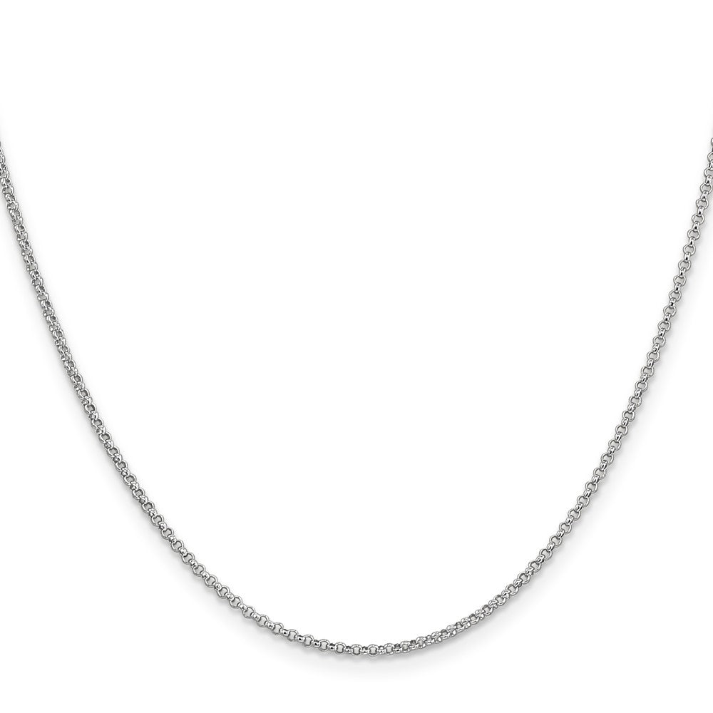 14K White Gold 18 inch 1.55mm Rolo with Lobster Clasp Pendant Chain