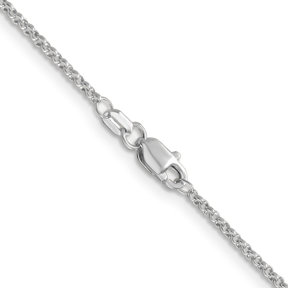 14K White Gold 18 inch 1.55mm Rolo with Lobster Clasp Pendant Chain
