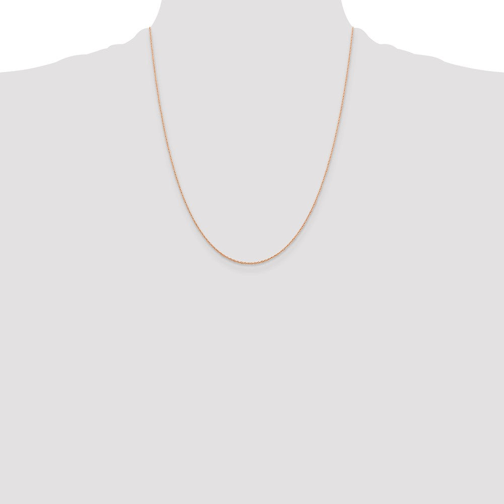 14K Rose Gold 22 inch .5mm Baby Rope with Spring Ring Clasp Chain