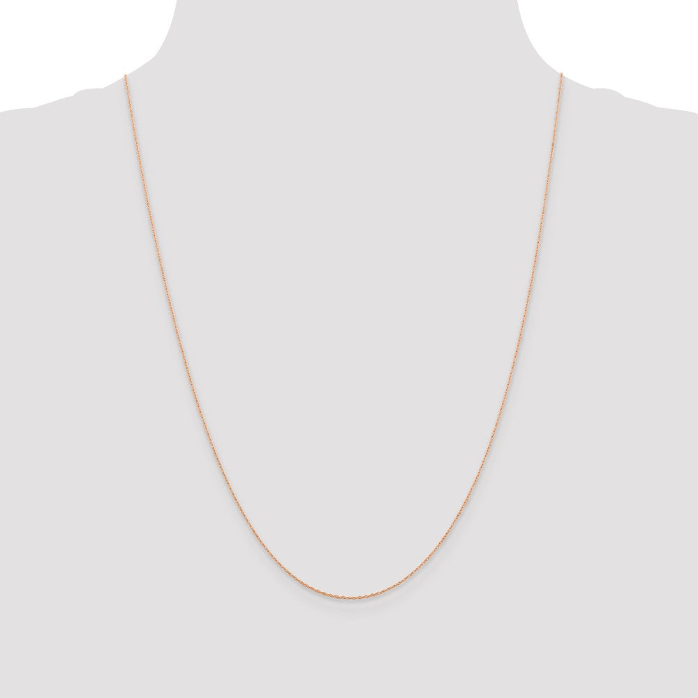 14K Rose Gold 24 inch .5mm Baby Rope with Spring Ring Clasp Chain