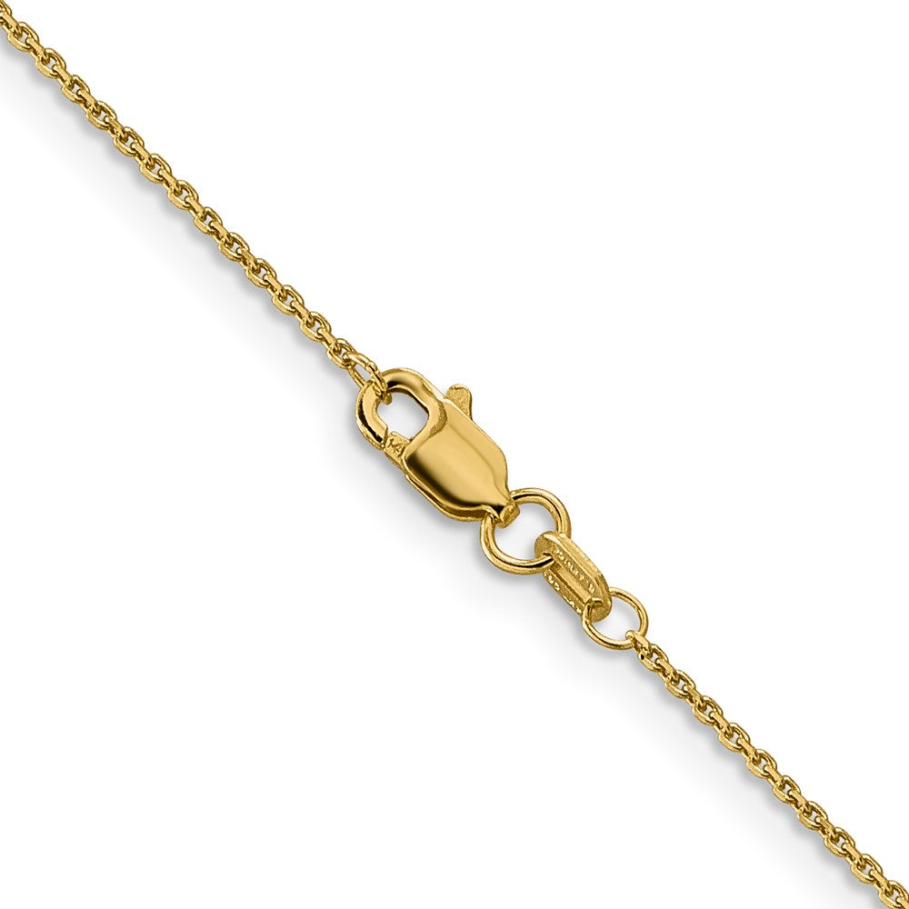 14K 22 inch .9mm Diamond-cut Round Open Link Cable with Lobster Clasp Chain