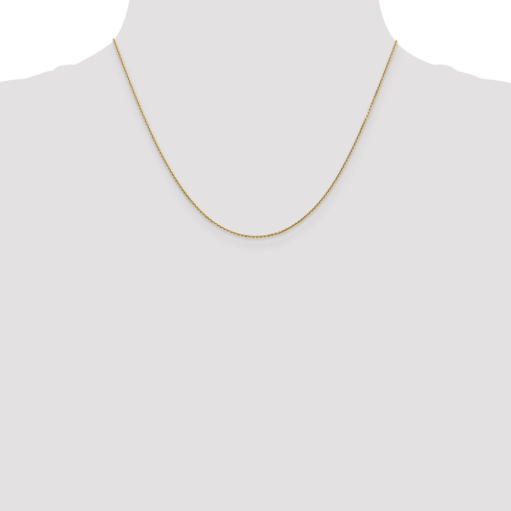 14K 18 inch .9mm Diamond-cut Round Open Link Cable with Lobster Clasp Chain