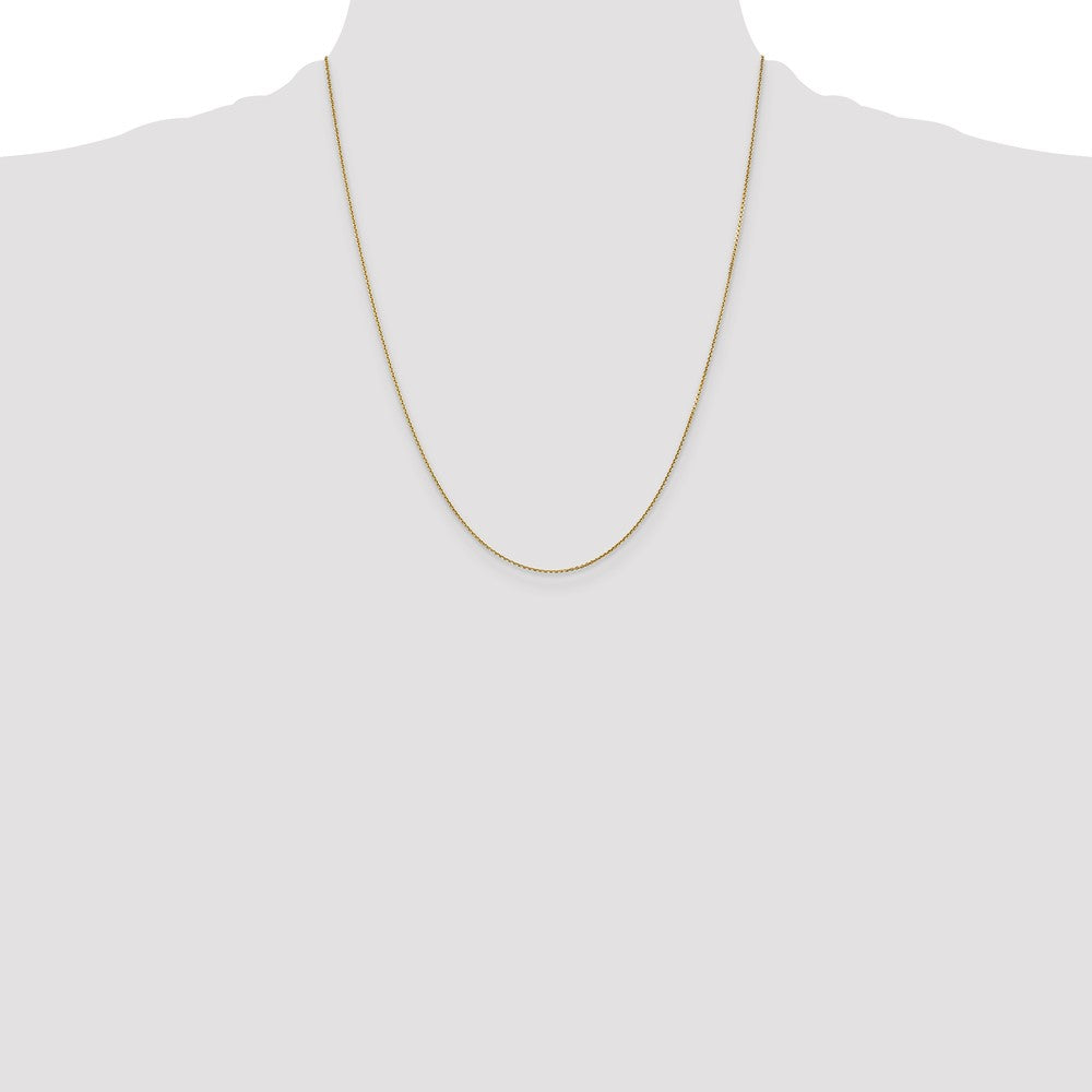 14K 22 inch .9mm Diamond-cut Round Open Link Cable with Lobster Clasp Chain