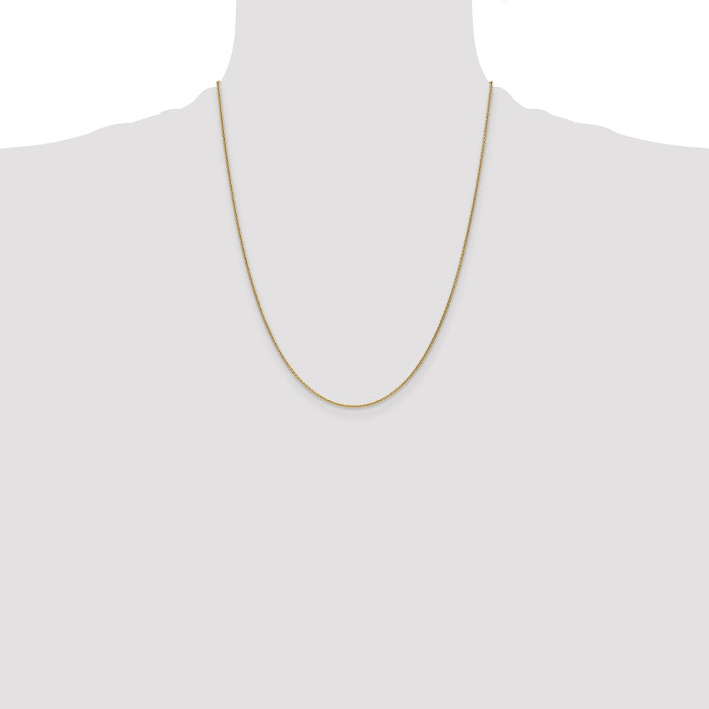 14K 22 inch 1mm Round Open Link Cable with Lobster Clasp Chain