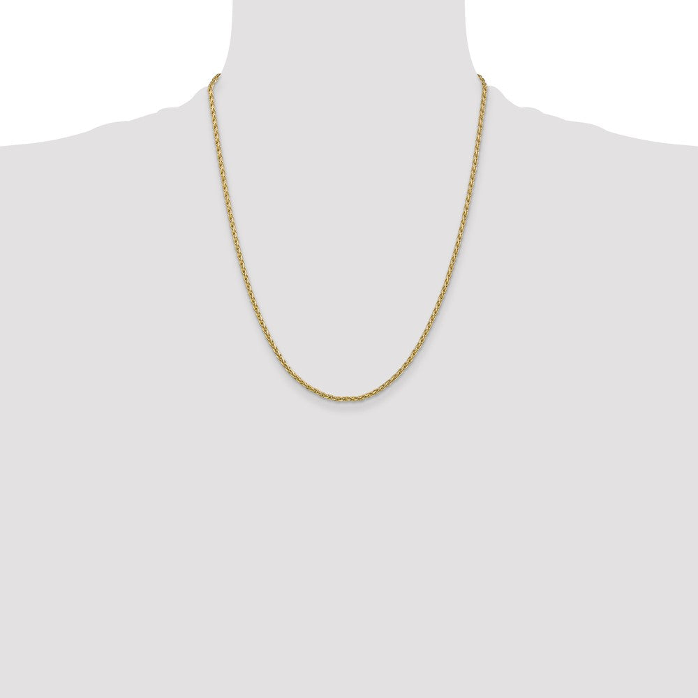 14k 22 inch 2.25mm Parisian Wheat with Lobster Clasp Chain