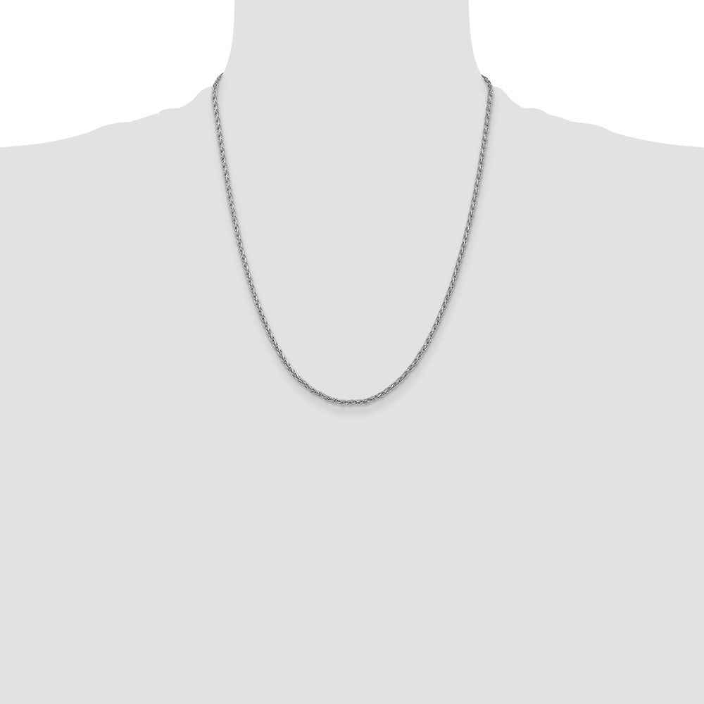 14K White Gold 22 inch 2.25mm Parisian Wheat with Lobster Clasp Chain