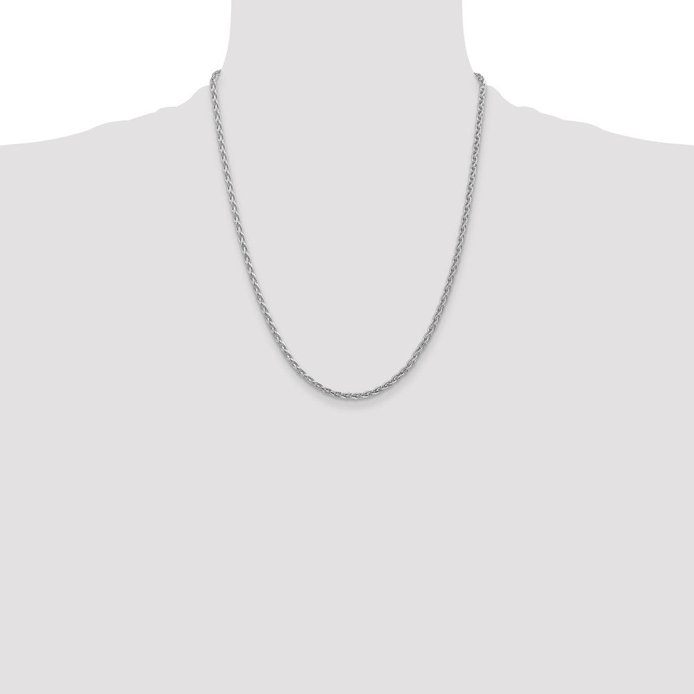 14K White Gold 22 inch 4mm Parisian Wheat with Lobster Clasp Chain