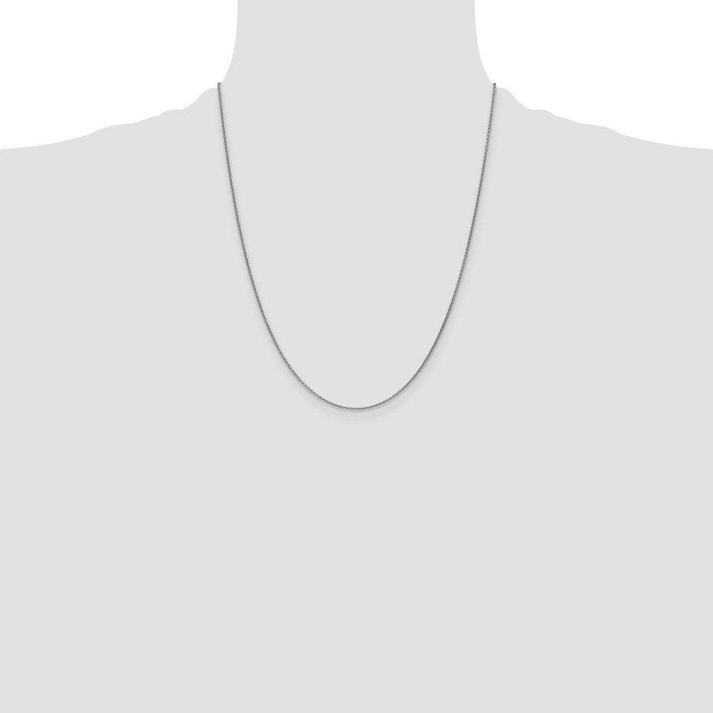14K White Gold 22 inch 1mm Round Open Link Cable with Lobster Clasp Chain