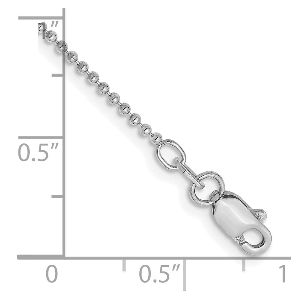 14K White Gold 9 inch 1.2mm Diamond-cut Beaded with Lobter Clasp Anklet