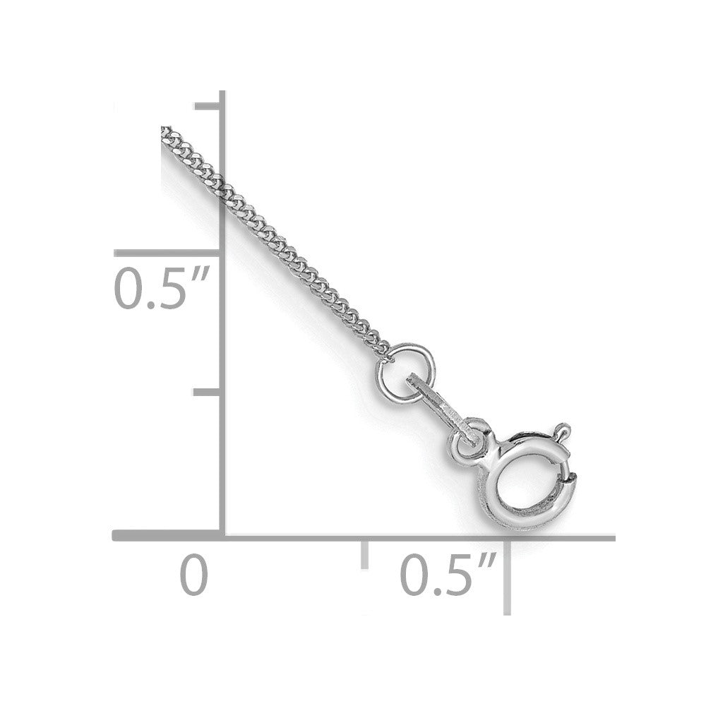 14K White Gold 10 inch .9mm Curb with Spring Ring Clasp Anklet