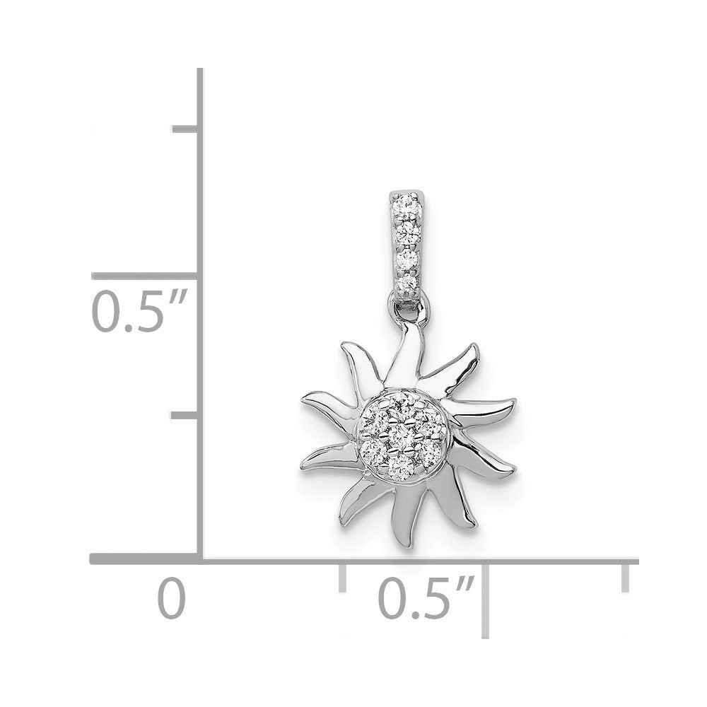 14k White Gold 1/15ct. Diamond Fancy Sun Pendant