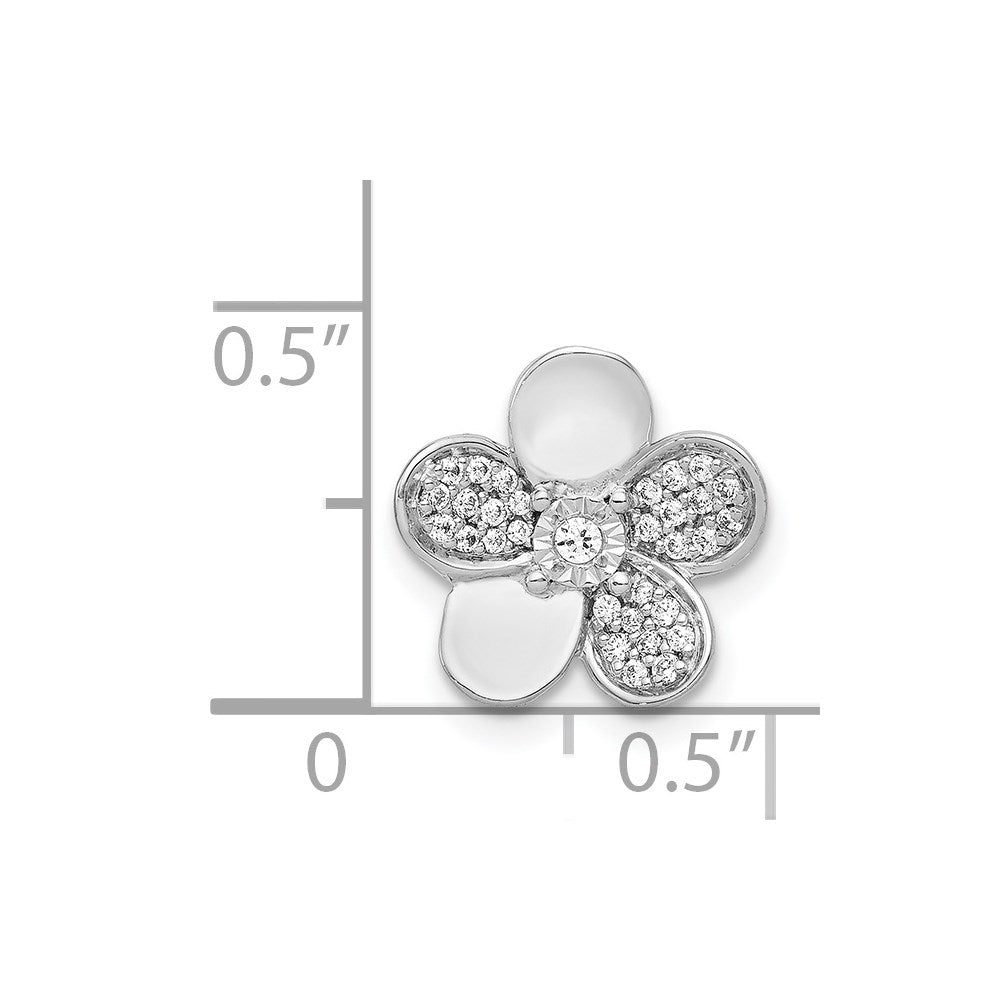 14k White Gold 1/8ct. Diamond Flower Chain Slide