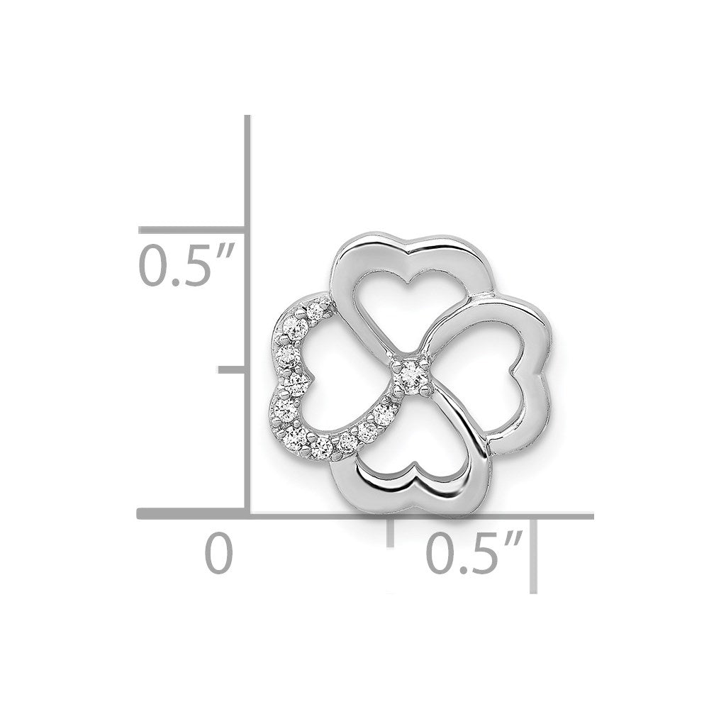 14k White Gold 1/15ct. Diamond Four Leaf Clover Chain Slide