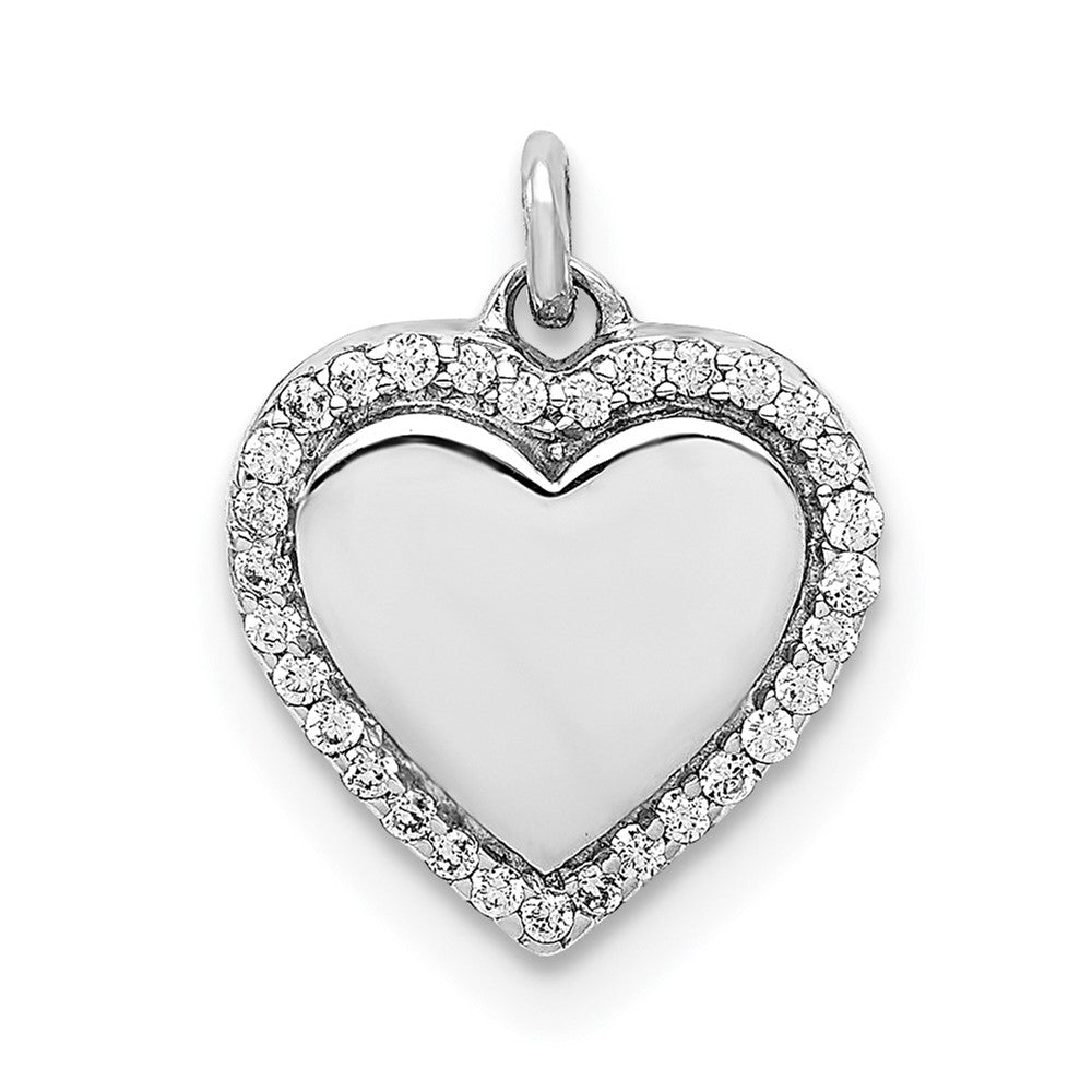 14k White Gold 1/10ct. Diamond Fancy Polished Heart Pendant