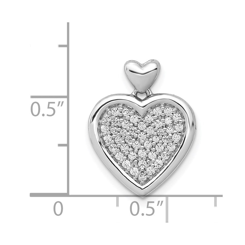 14k White Gold 1/4ct. Diamond Fancy Heart w/ Heart Bail Pendant
