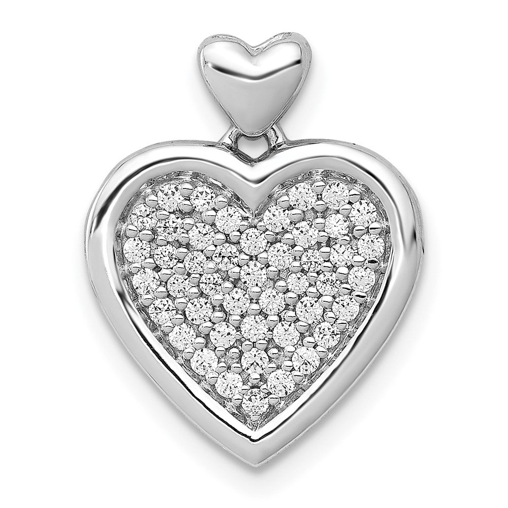 14k White Gold 1/4ct. Diamond Fancy Heart w/ Heart Bail Pendant