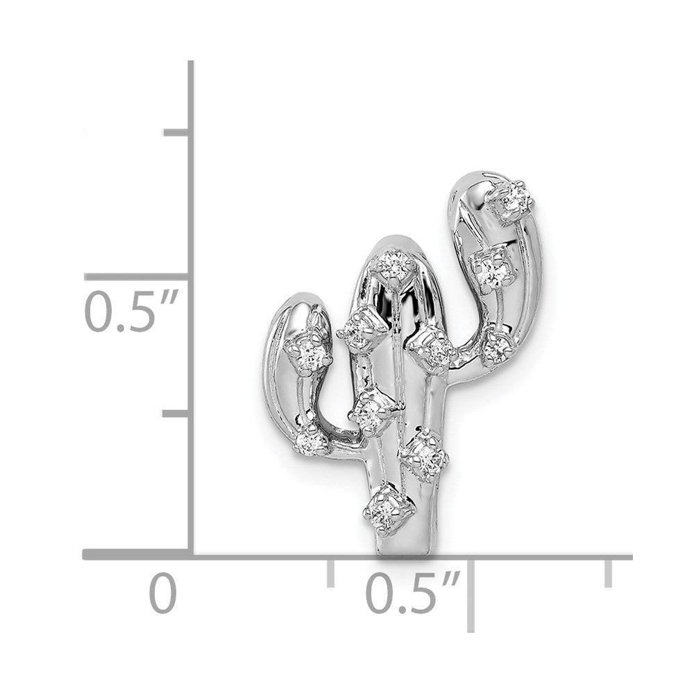 14k White Gold 1/10ct. Diamond Cactus Pendant