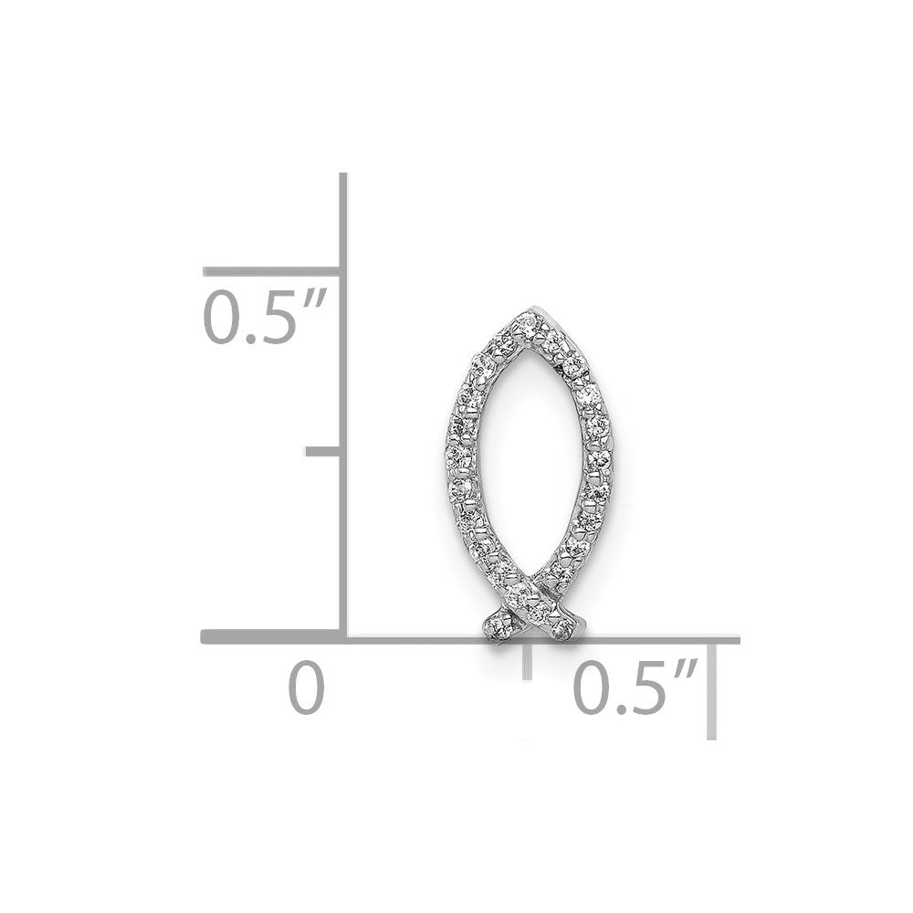 14k White Gold 1/15ct. Diamond Ichthus Chain Slide
