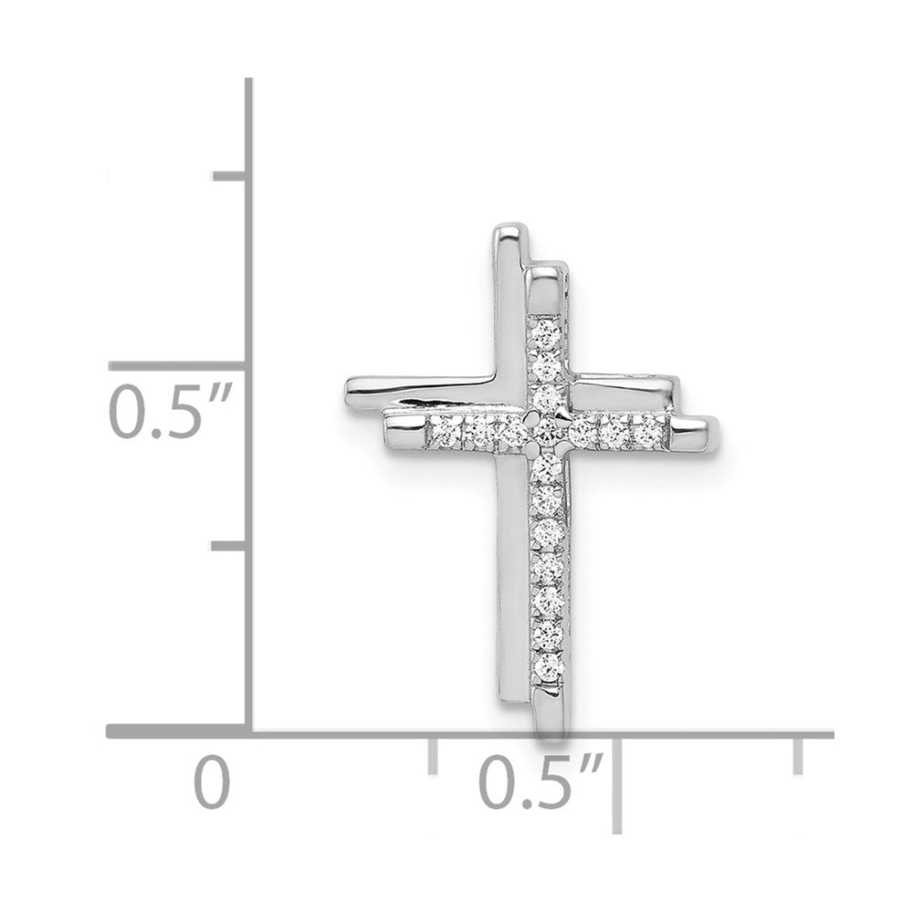 14k White Gold 1/10ct. Diamond Double Cross Chain Slide