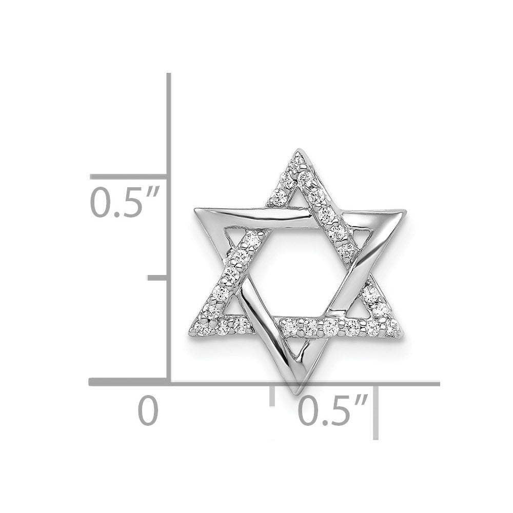 14k White Gold 1/8ct. Diamond Star of David Chain Slide