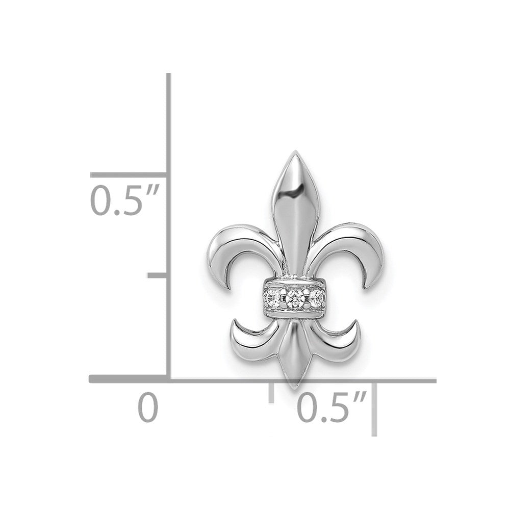 14k White Gold .02ct. Diamond Fleur de Lis Chain Slide