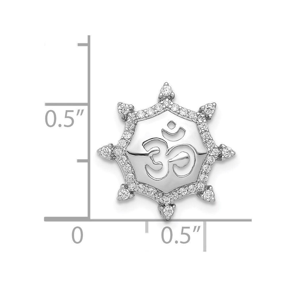14k White Gold 1/5ct. Diamond Om Symbol Chain Slide