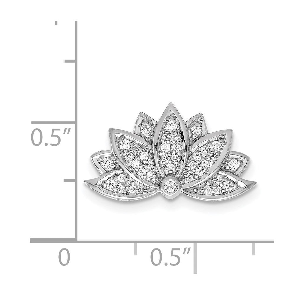 14k White Gold 1/5ct. Diamond Lotus Flower Chain Slide