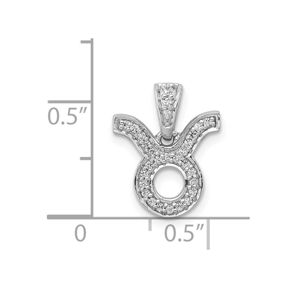 14k White Gold Diamond Taurus Zodiac Pendant