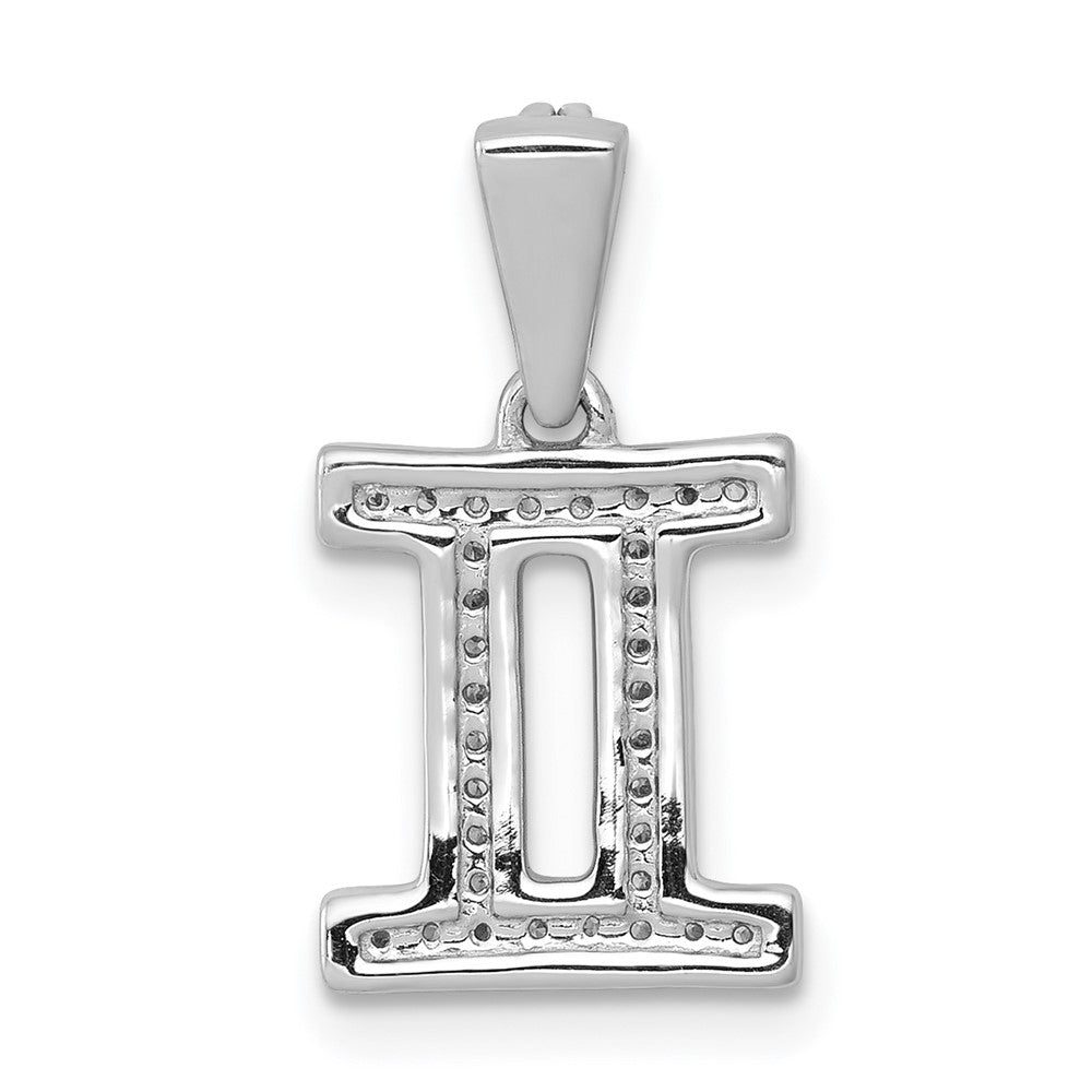 14k White Gold Diamond Gemini Zodiac Pendant
