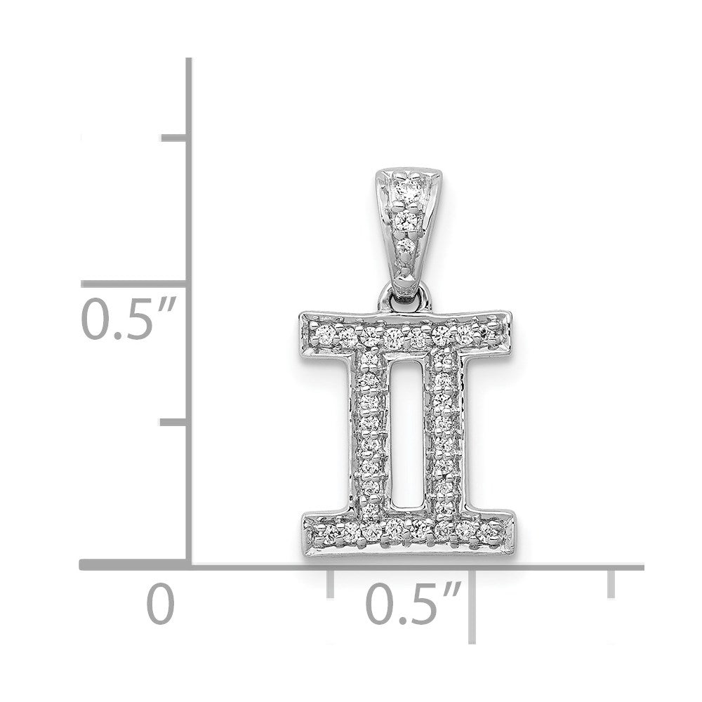 14k White Gold Diamond Gemini Zodiac Pendant