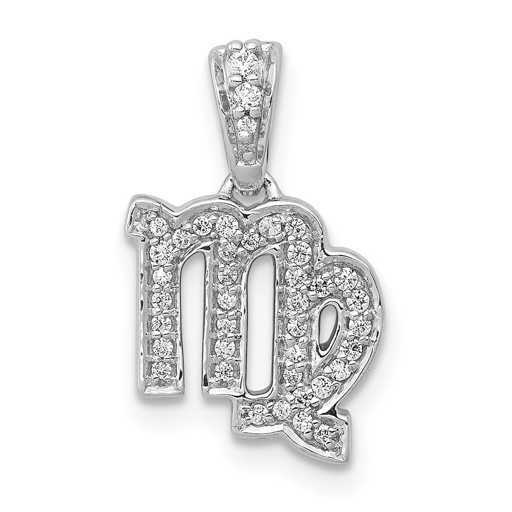14k White Gold Diamond Virgo Zodiac Pendant