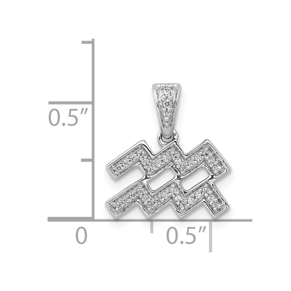 14k White Gold Diamond Aquarius Zodiac Pendant