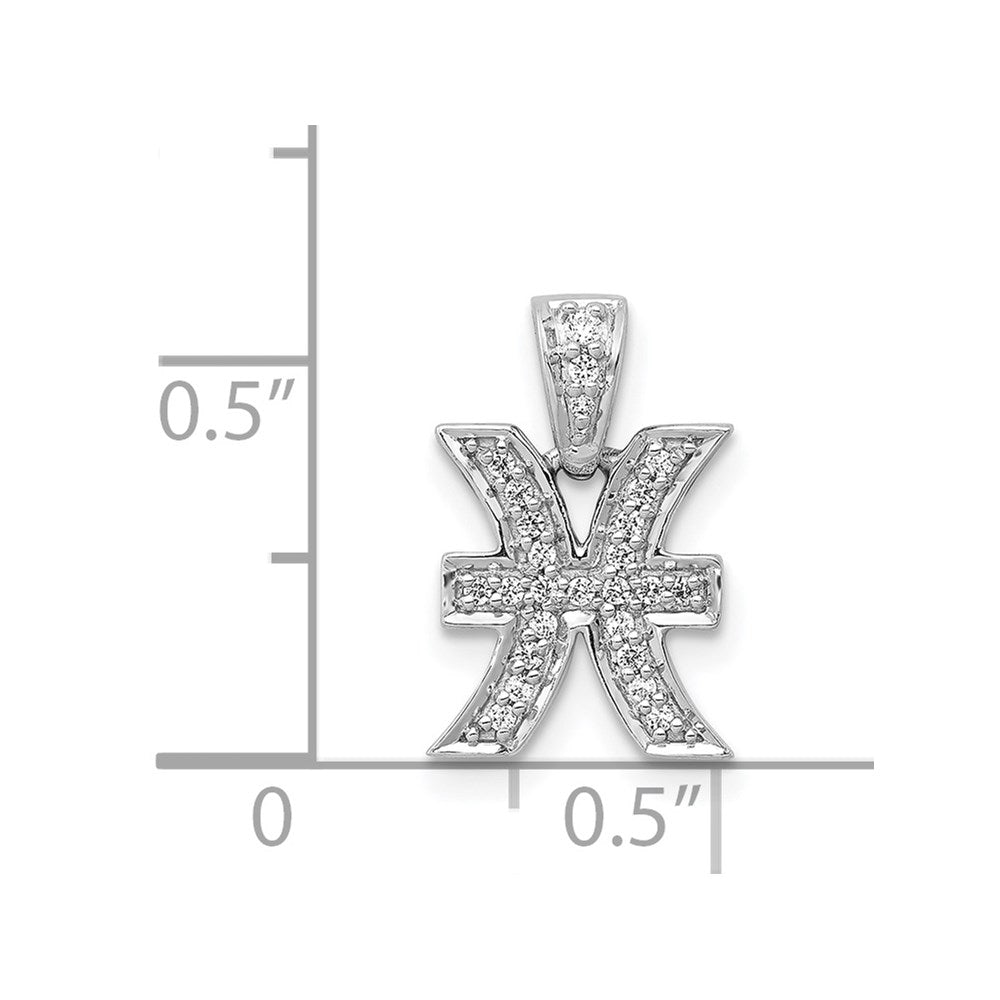 14k White Gold Diamond Pisces Zodiac Pendant