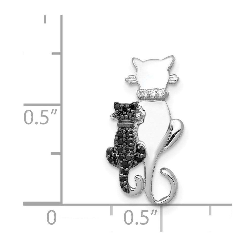 14k White Gold Black and White Accent Diamond Cats Chain Slide