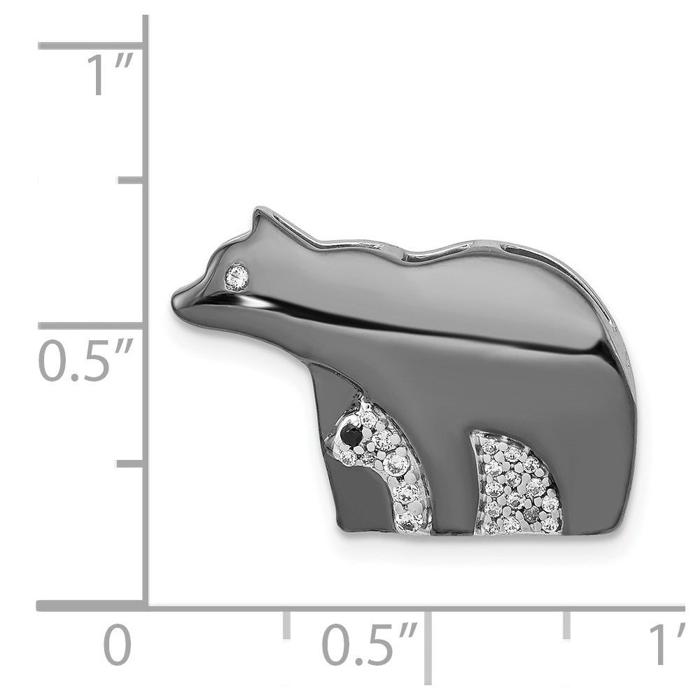 14k White Gold w/ Black Rhodium Diamond Bears Chain Slide