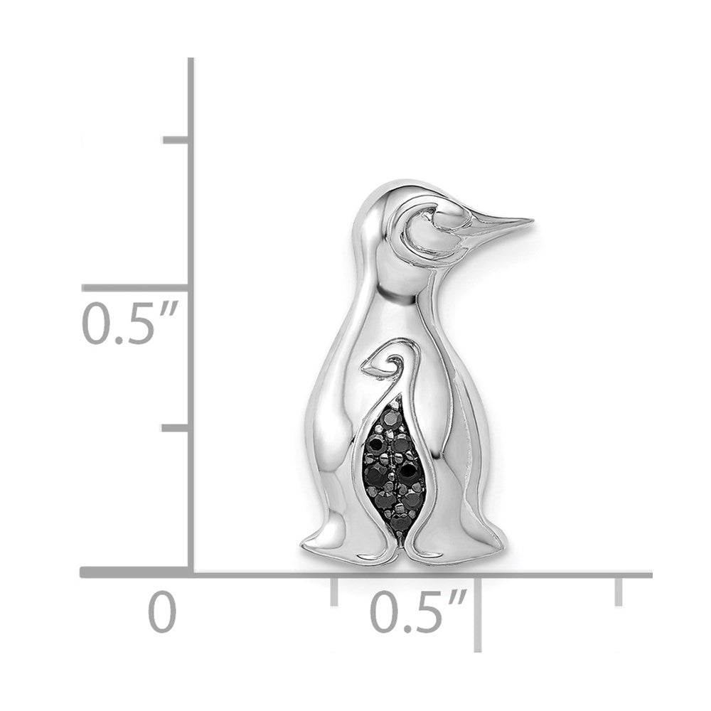 14k White Gold Black Diamond Penguins Chain Slide