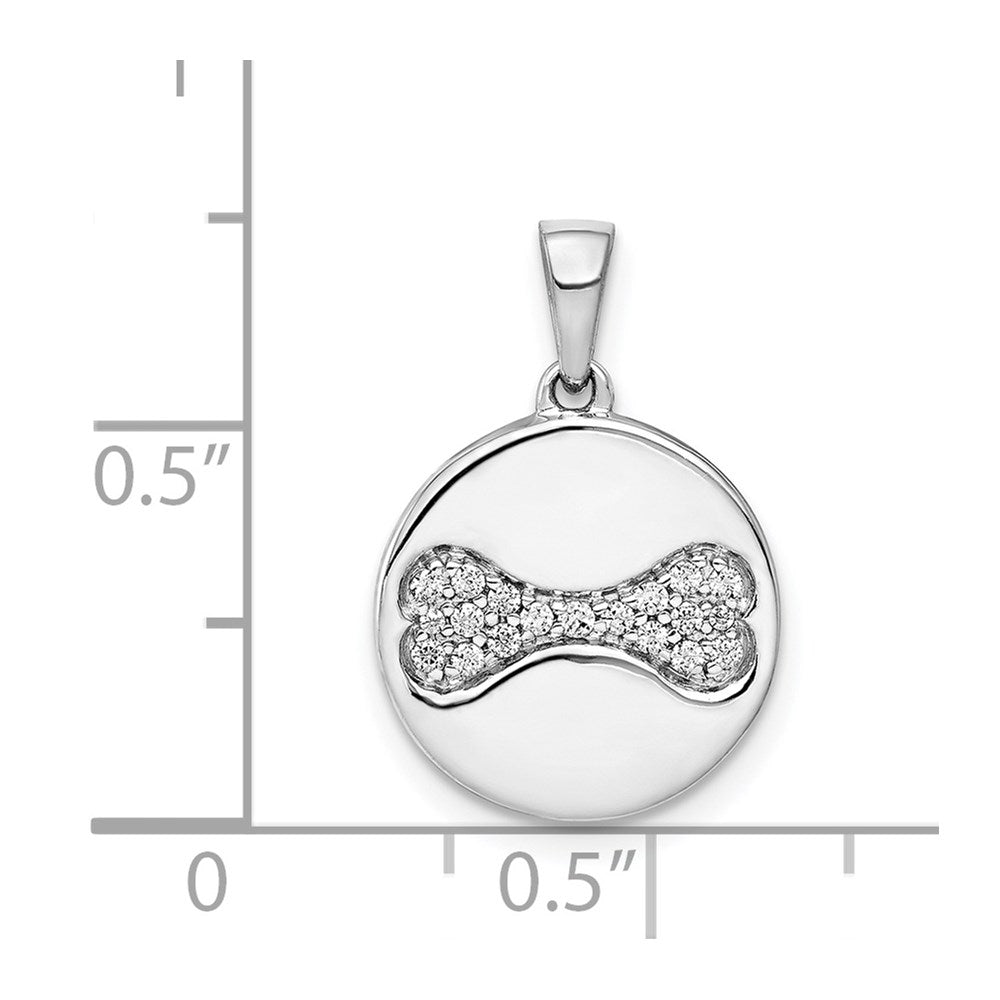 14k White Gold Diamond Bone Pendant