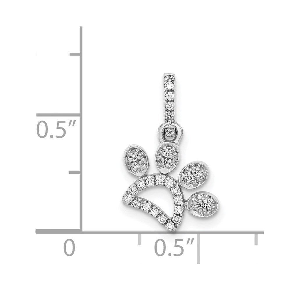 14k White Gold 1/10ct. Diamond Paw Print Pendant