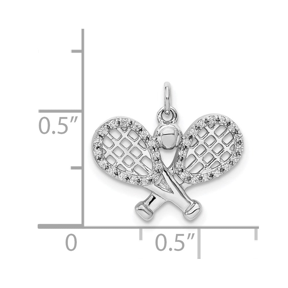 14k White Gold Diamond Rackets and Ball Pendant