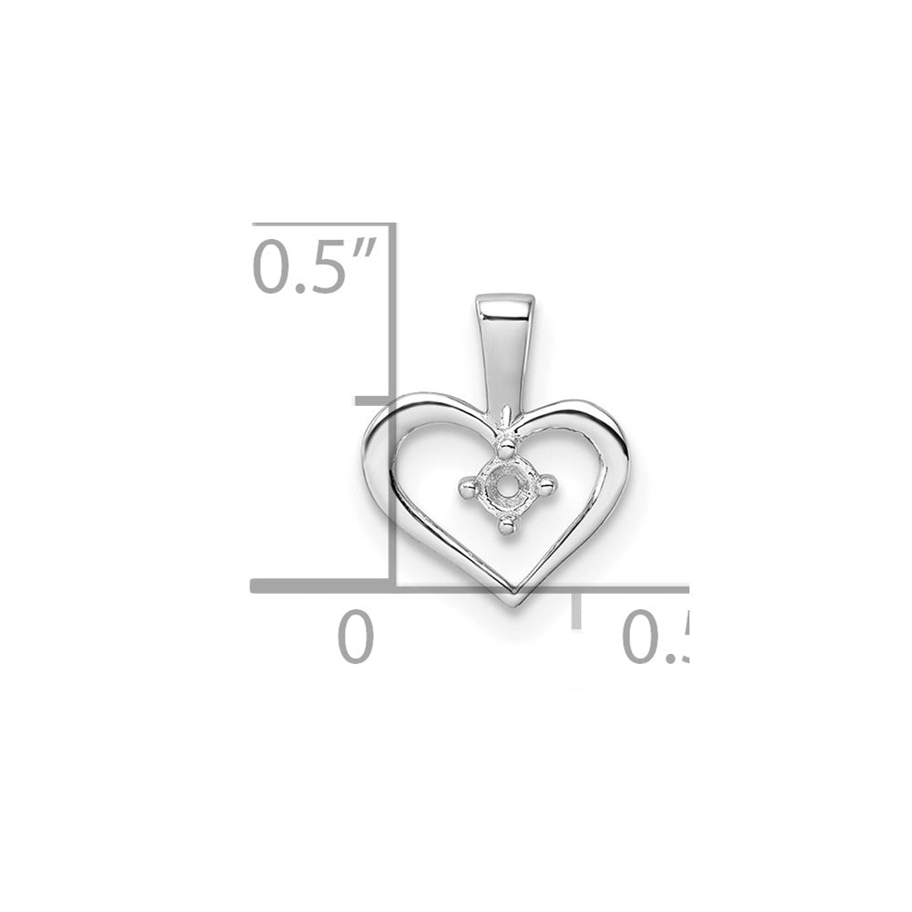 14k White Gold Heart Pendant Mounting