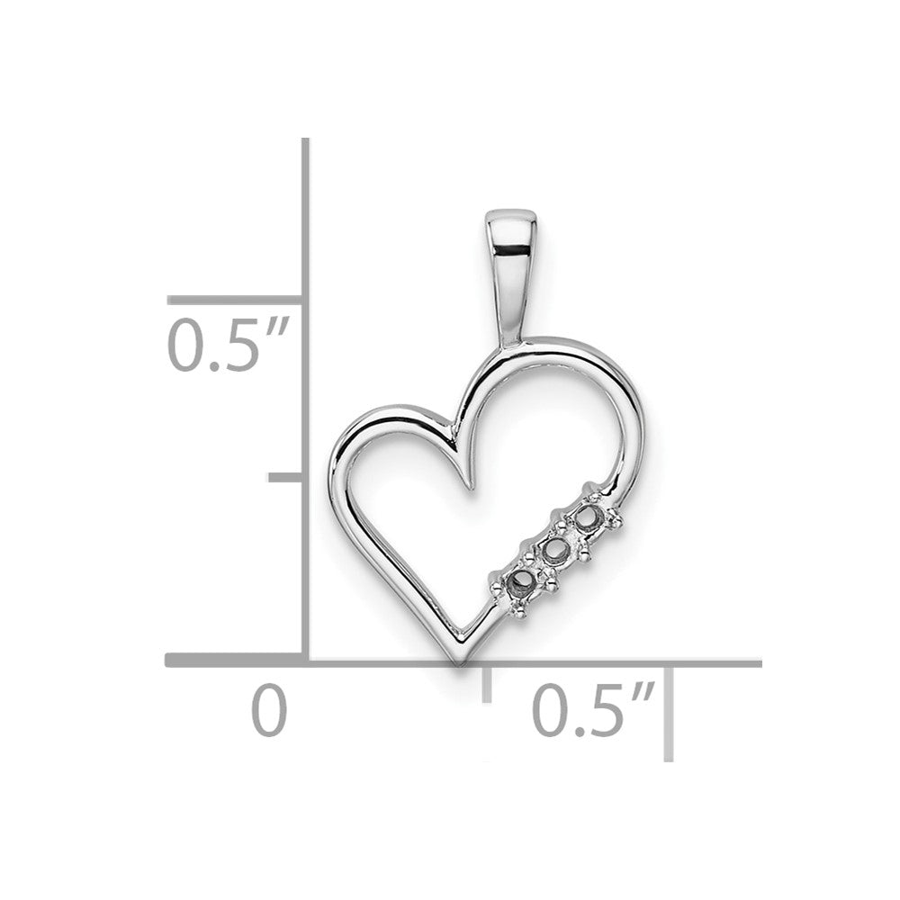 14k White Gold Heart Pendant Mounting