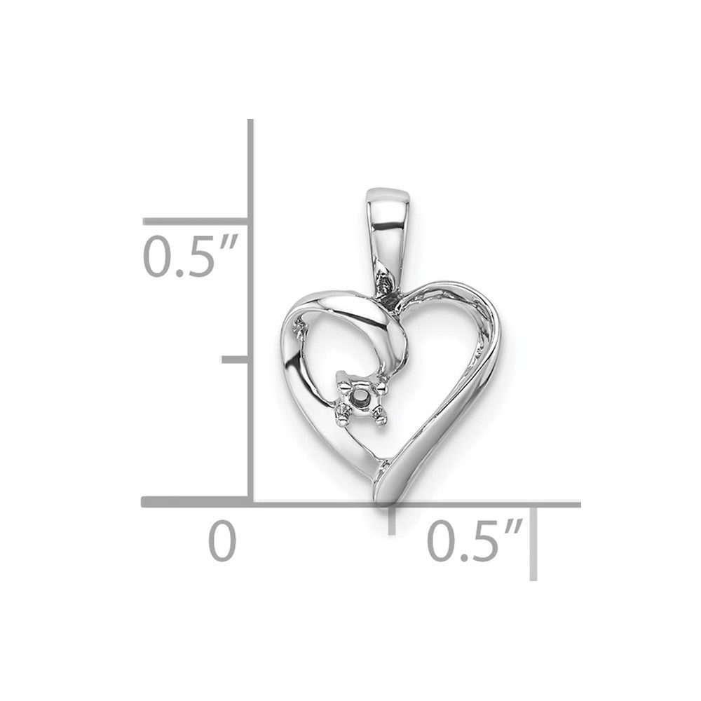 14k White Gold Heart Pendant Mounting