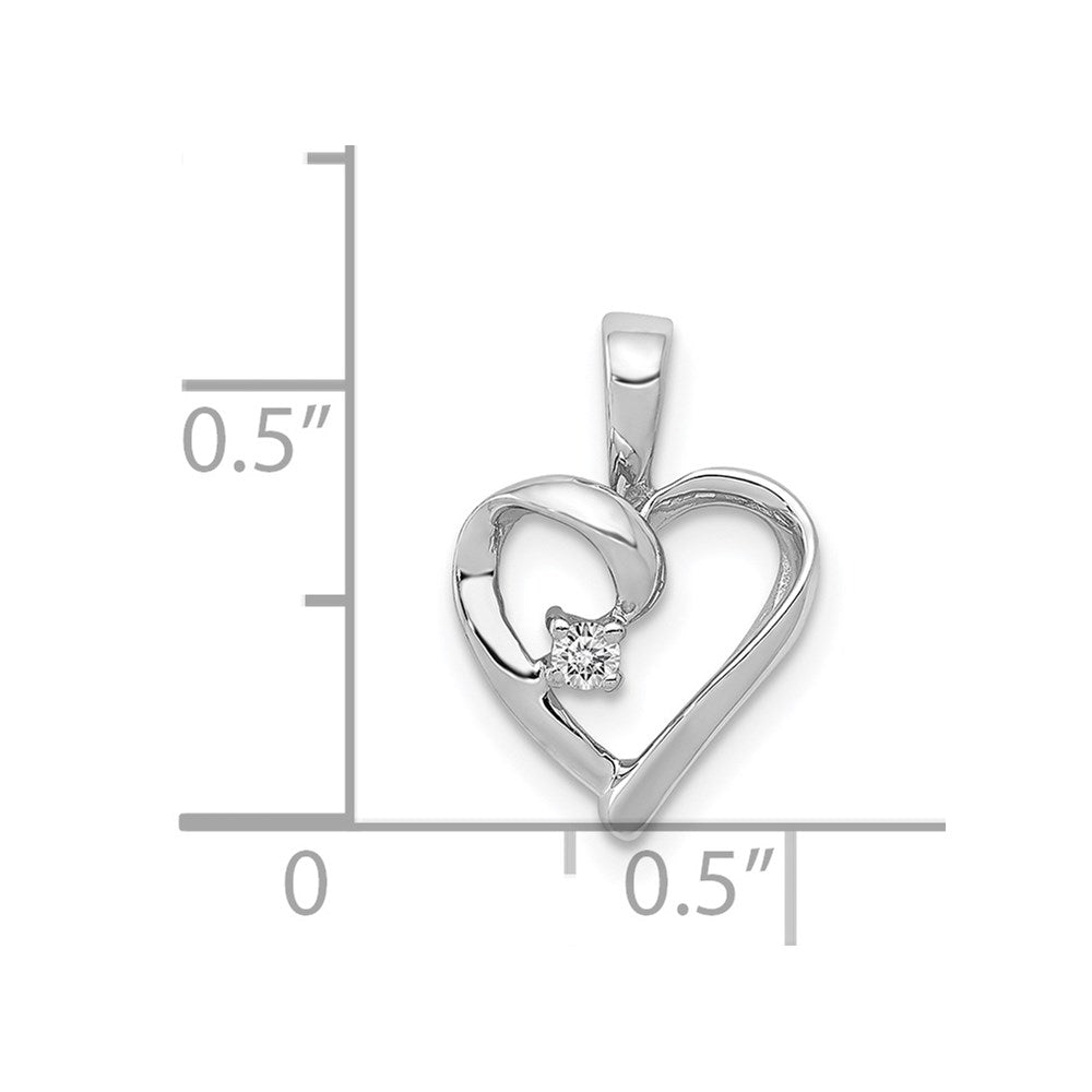 14k White Gold AA .02ct. Diamond Heart Pendant